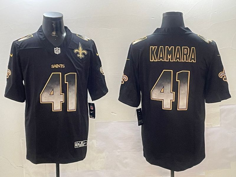 Men New Orleans Saints #41 Kamara Black Nike Smoke Fashion 2024 Limited NFL Jersey style 4